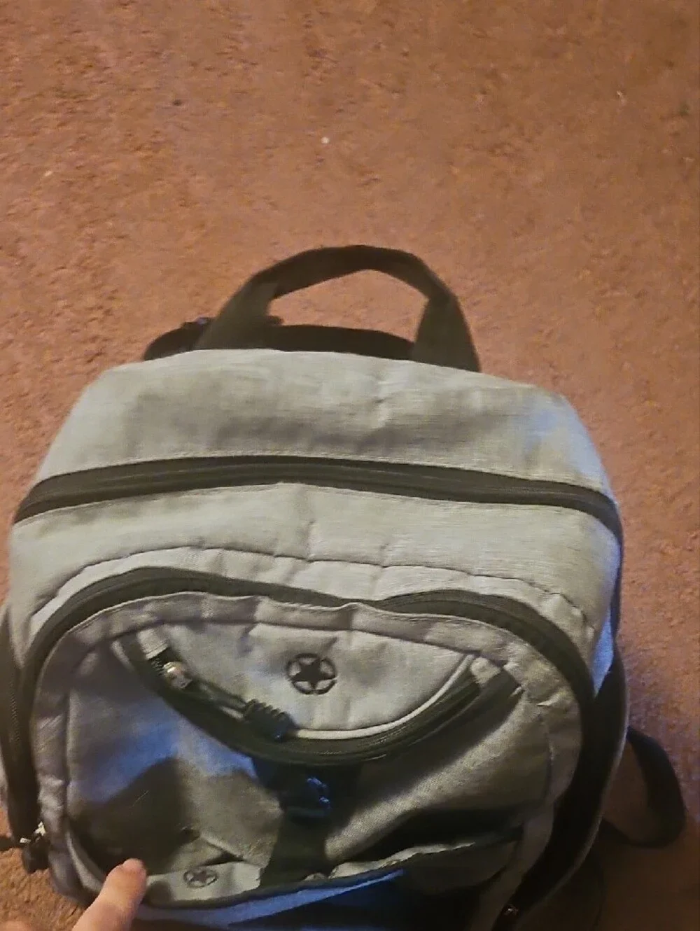 Gray Baby Backpack Diaper Bag with Black Accents